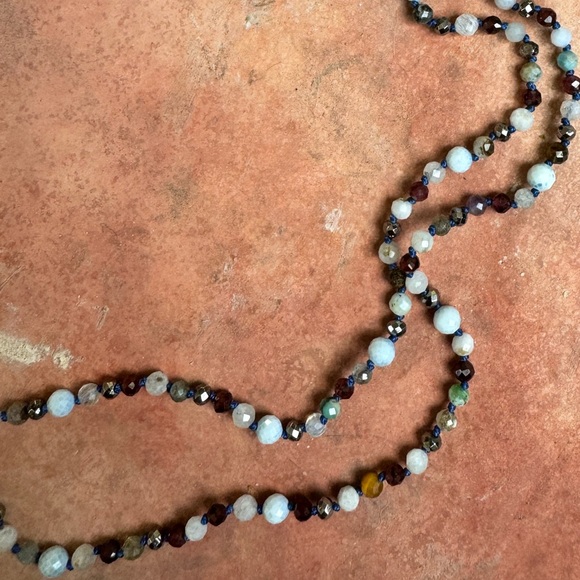 Handmade hand knotted mixed gemstone bracelet or double layer necklace - Picture 2 of 11